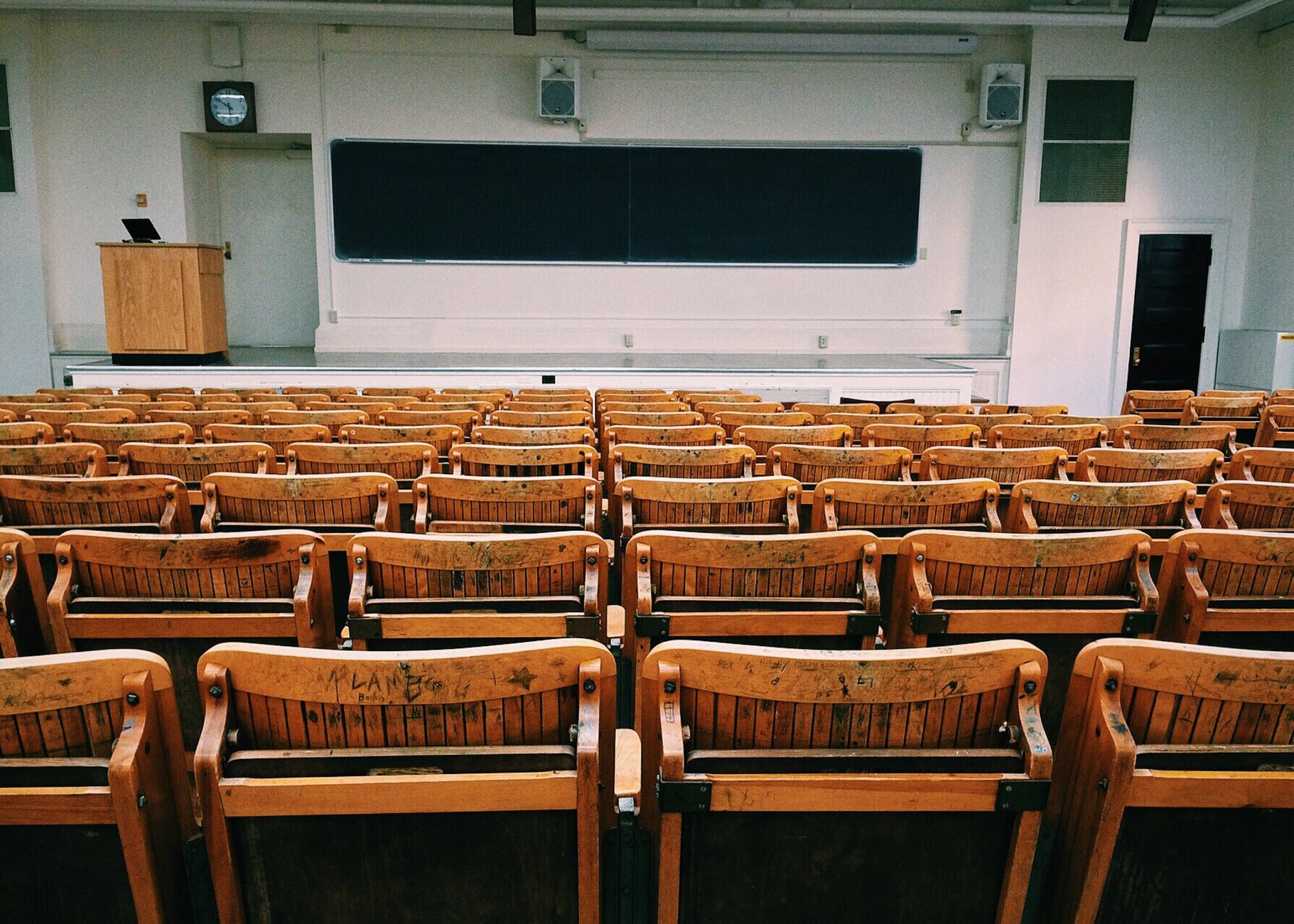 Benches in a classroom