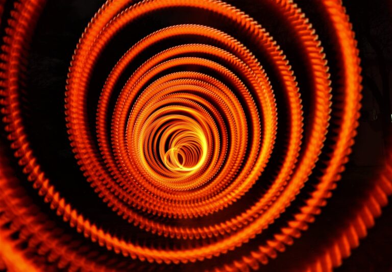 orange and black spiral light painting
