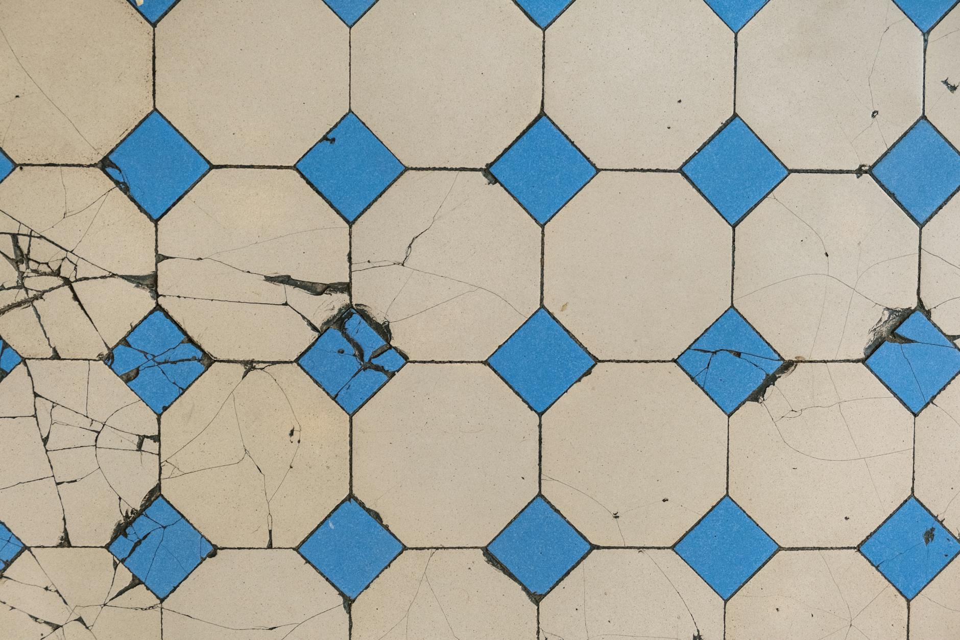 blue and white checkered tiles